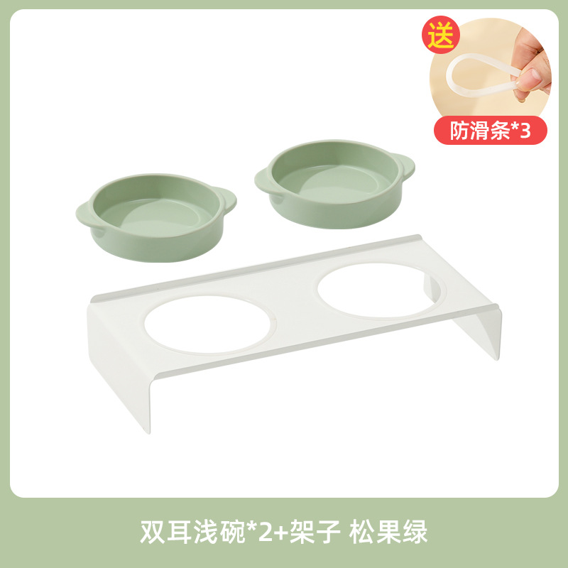 Corea del Sur ins cerámica cervical soporte perro tazón gato tazón doble oreja tazón gato tazón de comida para gatos tazón perro tazón para mascotas tazón para beber con estante de tazón