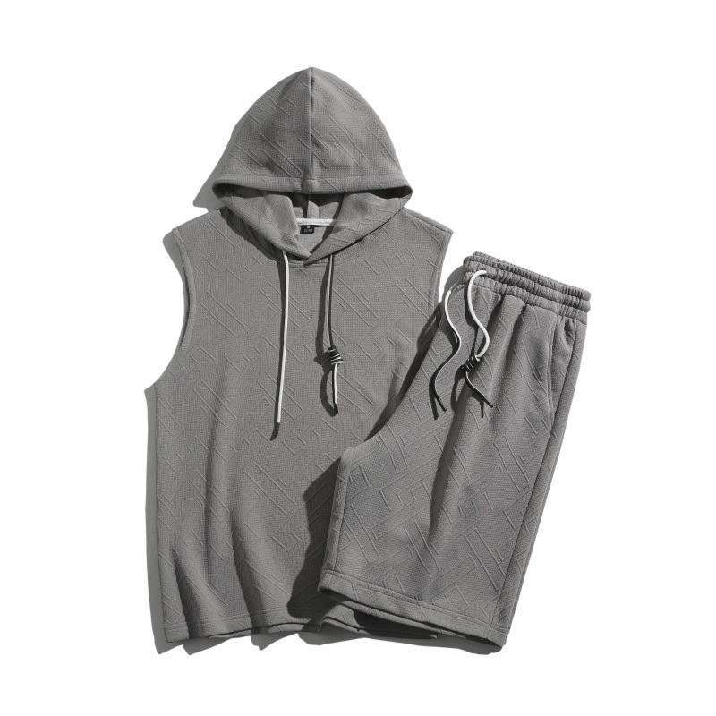 Moda de verano traje casual hombre deportivo chaleco sin mangas chaleco casual de pantalones de dos piezas