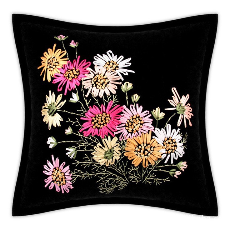 Jinhao bordado fábrica al por mayor hecho a mano bordado de punto de cruz DIY bordado cinta cojín almohada Rosa belleza