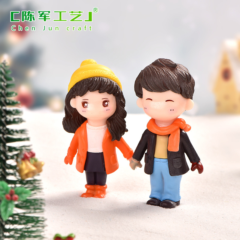 Cặp đôi nắm tay ngọt ngào, tiểu cảnh DIY trang trí dịp Valentine đáng yêu (z-CJ-865)