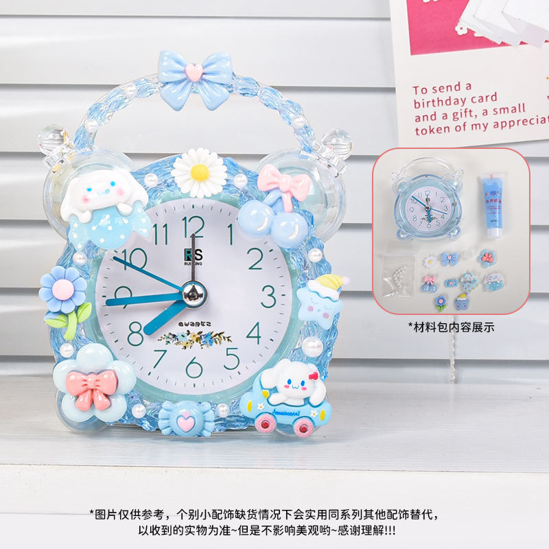 子供の自作水晶目覚まし時計手作りDIY材料バッグクリームゴムins風学生かわいい時計アイデア置物|undefined