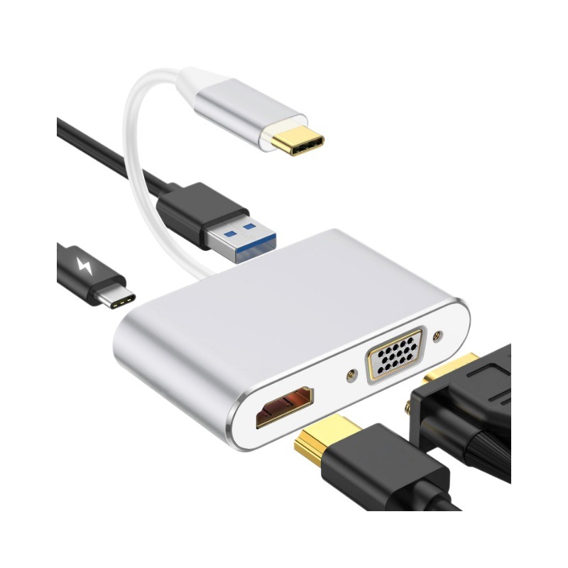 ロットスポットType-c変換HDMI VGA四合一変換器usbコンピュータ中継ケーブル付き電源拡張ドック|undefined