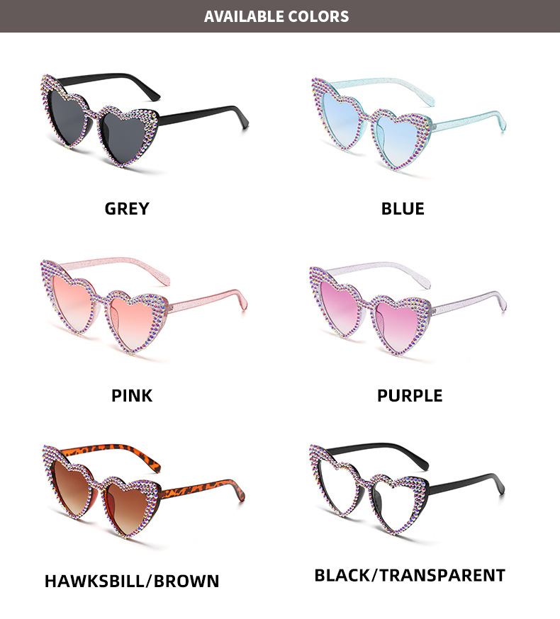 Fashion Heart Shape Ac Special-shaped Mirror Diamond Frameless Women's Sunglasses display picture 4