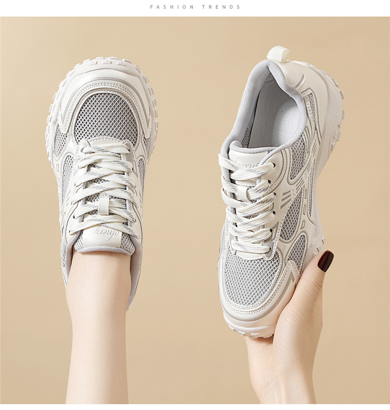 Giày sneaker nữ chunky đế dày mũi tròn lưới thoáng khí mùa hè 2025 — JST 7216m màu (mạng đơn), JST 7211 màu đen (mạng đơn), JST 7233 màu vàng (mạng đơn), JST 7182m màu (mạng đơn) chi tiết 10