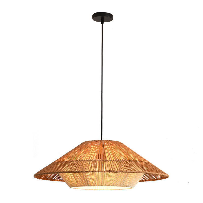Estilo japonés estilo silencioso lámpara tejida cáñamo cuerda creativa pantalla comedor sala de estar B & B Inn té Sala simple ratán lámpara