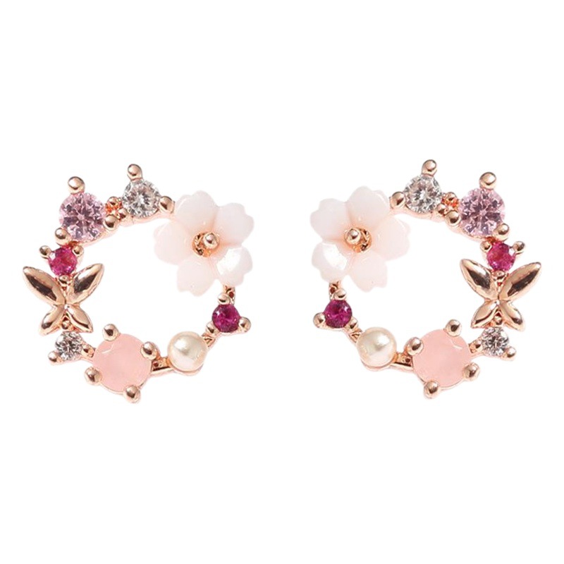 Corea del Sur 2022 nuevo micro-incrustaciones de flor clip de oreja No perforado Garland pendientes de arco pendientes de una sola pieza de entrega