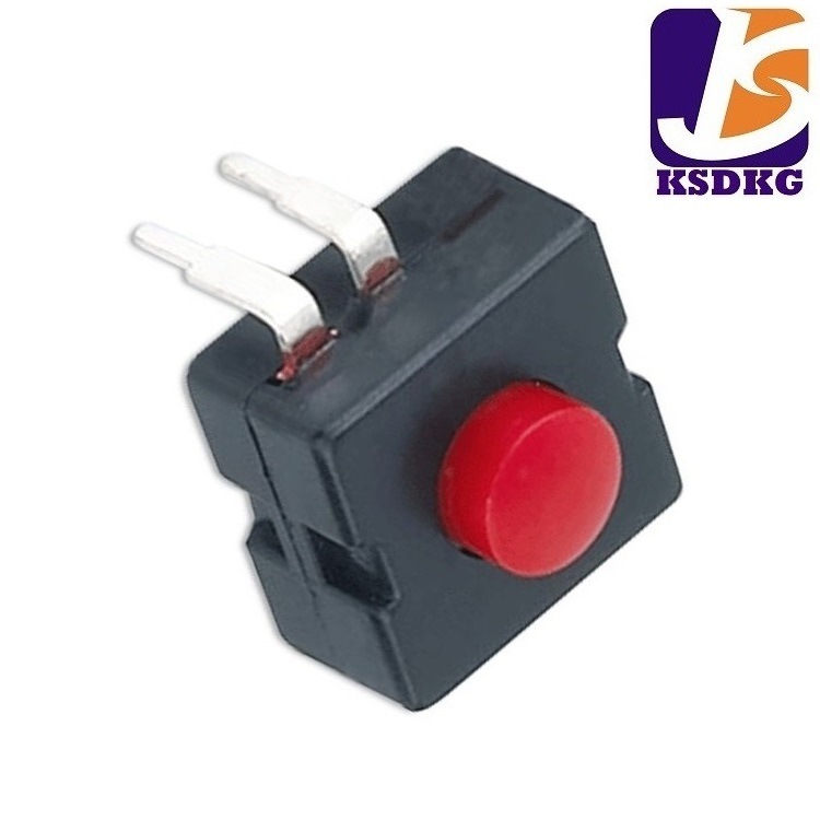 一开一关手电筒按钮开关 12*12mm直插自锁开关 圆形红色按键开关