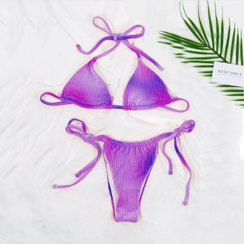 new multicolor knitted velvet lace split bikini swimsuit NSDYS54012