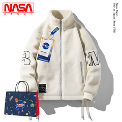 Nasa連名羊小毛綿服コート男2022年冬韓国版トレンド立襟トレンド男性綿服ファッション