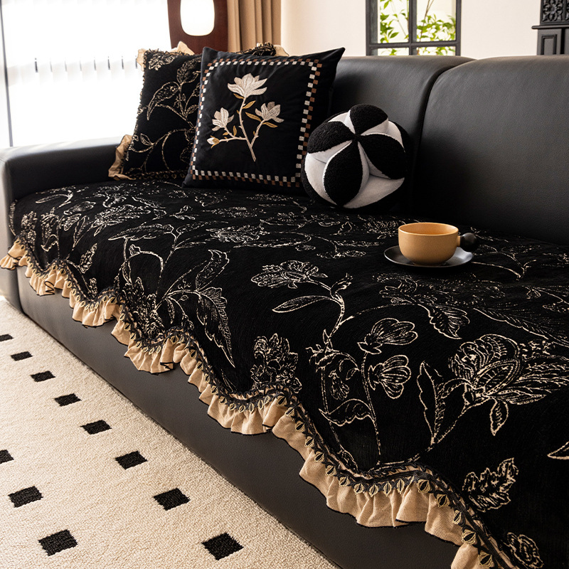 Otoño y invierno lujoso ligero de alto nivel de estilo medieval Nieve Niel toallas de sofá de forma especial tela antideslizante anti-agrietamiento cojín de sofá grueso