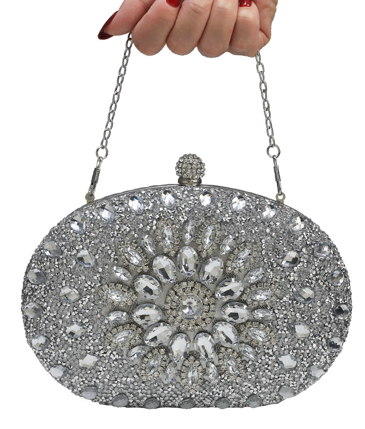 Mujeres Todas Las Temporadas Diamante De Imitación Flor Estilo Clásico Oval Abierto Bolso De Noche display picture 2