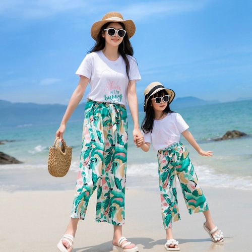 Beach Family Matching Set Summer  New Arrival Trios and Quads Full Family Outfit Mother and Daughter, Mother and Son Travel and Vacation Suitset