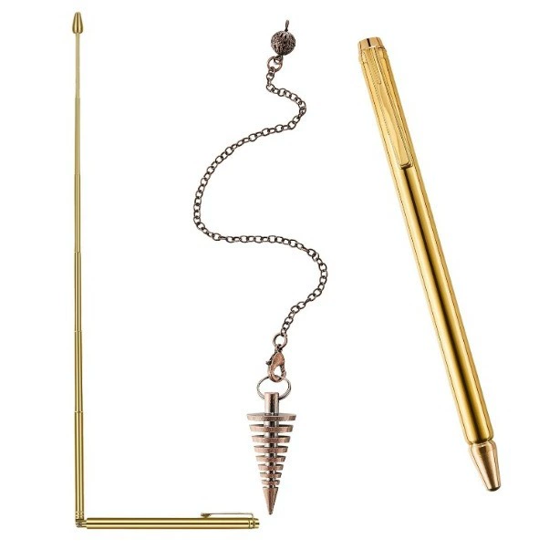 Погружной стержень медный и даосский маятник 2 выдвижные ультра-погружные стержни с медной ручкой и 1 подвеска маятника