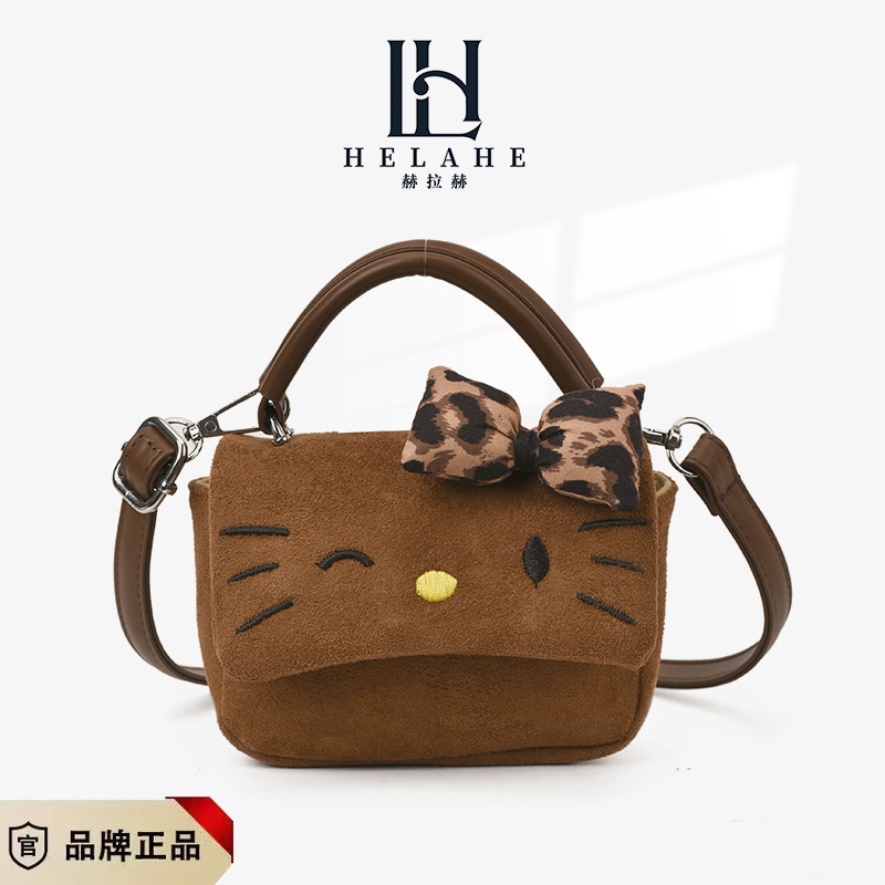甜美蝴蝶结手拎小包包女新款时尚可爱kitty秋冬麂皮绒单肩斜挎包|undefined