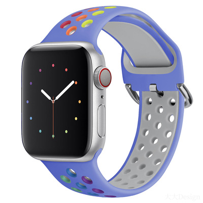 apply Apple watch Watch strap intelligence iwatch7 Watch strap Double color Silicone Watch Wrist strap Rainbow Pin buckle