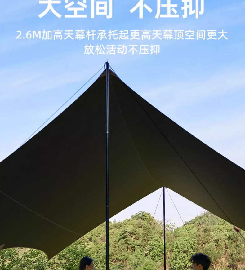 Canopy Tent Outdoor Camping Sunshade Portable Sun and Rain Protection Beach Car Side Black Glue Camping Curtain Customization