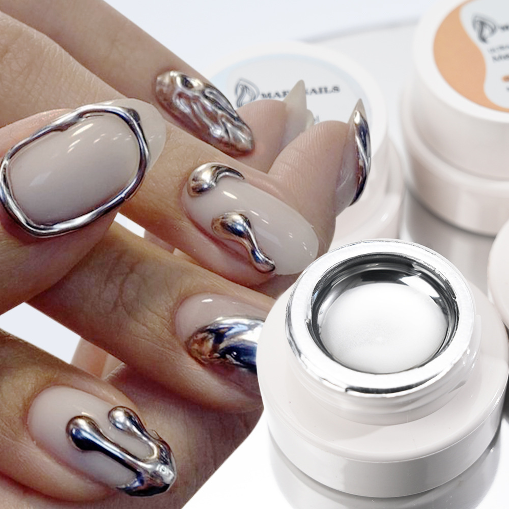 Nail art liquid mirror metallic gel, ultra-bright gold, silver, rose gold, for painting, line drawing, and edge detailing, phototherapy gel, specialized for nail salons