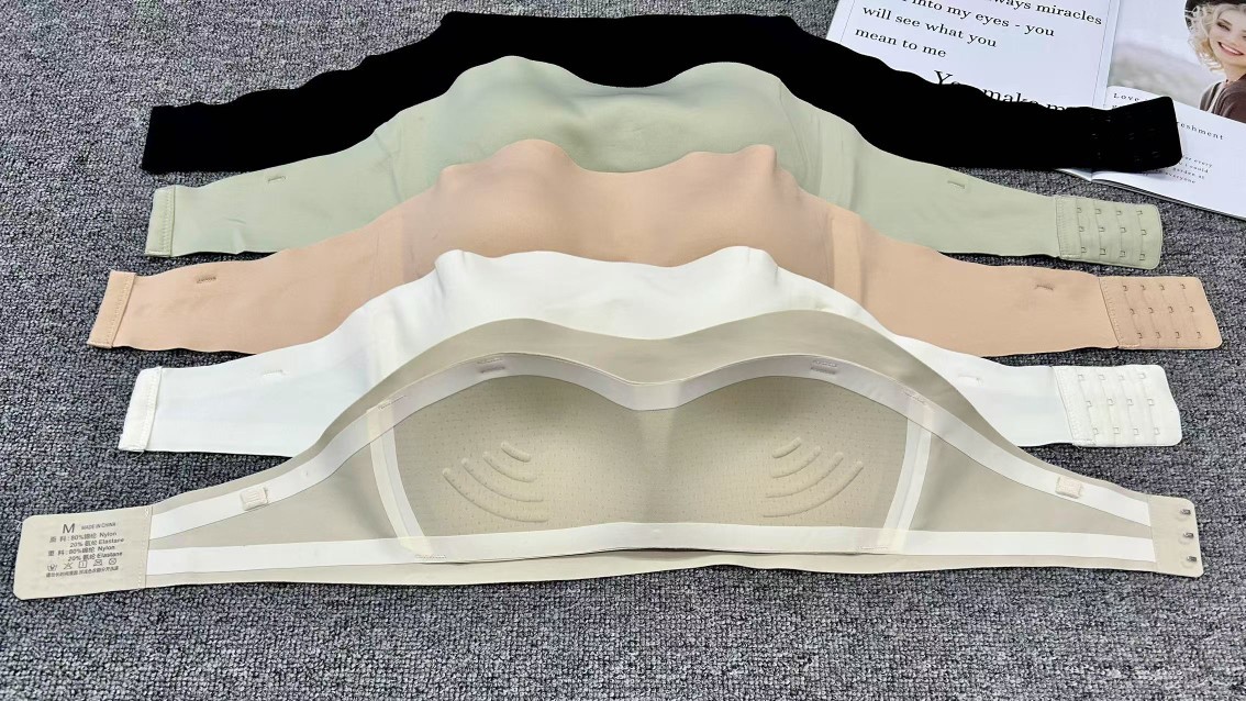 Envuelto en el pecho, doble uso, ropa interior S-XL antideslizante que no deja marcas, top de tubo, sujetador de tres pechos, cola al por mayor