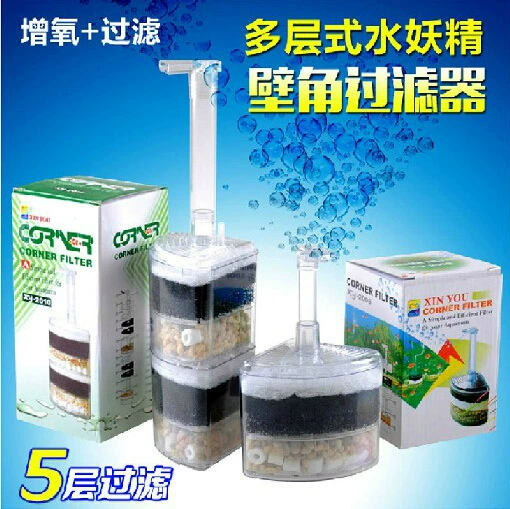 Xinyou Water Fairy XY-2008 XY-2010 настенный угловой многослойный пневматический фильтр для аквариума, водяной насос с фильтрующим материалом