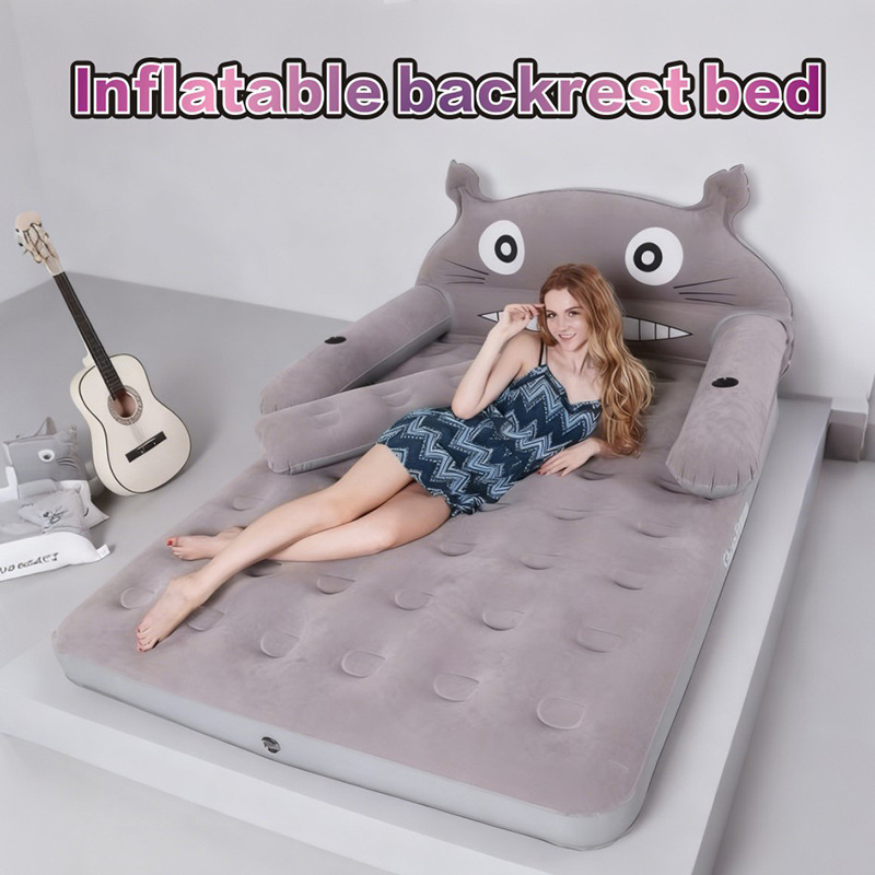 Cross-Border Outdoor Camping Bed with Pillow, Inflatable Bed for Camping and Home Use, Inflatable Mattress, Single-Person Elevated Air Mattress