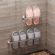 浴室拖鞋架卫生间鞋夹免打孔墙壁挂式厕所不锈钢门后收纳架置物架