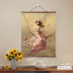 世界名画欧式美女装饰画天使人物油画客厅卧室墙画挂画卷轴画竖版