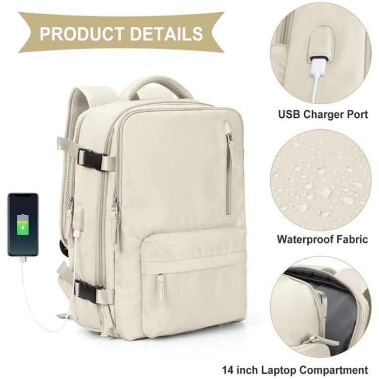En stock al por mayor Amazon nuevo USB recargable de gran capacidad portátil mochila de viaje multifuncional mochila de ocio