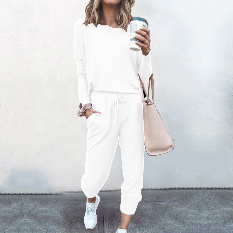 Patchwork Design Fashion Style Daily Women'S Fashion Solid Color Cotton Polyester Patchwork Pant Co-ord Set Pants Sets
