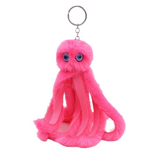 Cute octopus fur ball keychain Octopus marine animal plush doll bag charm gift wholesale