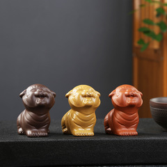 Creative Zisha Small Cute Tiger Tea Pet Shelf Decor, Tiger Year Ceramic Lucky Charm Tea Room Tea Table Decoration, Twelve Zodiac Tiger