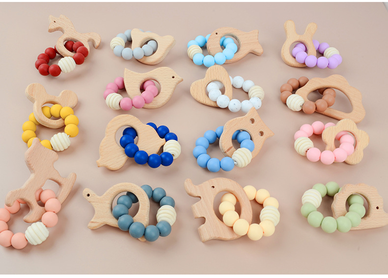 26g Weight Molar Toy Kitchen and drinking utensils Cute Solid Color Beech Silicone Teething Stick Baby Accessories