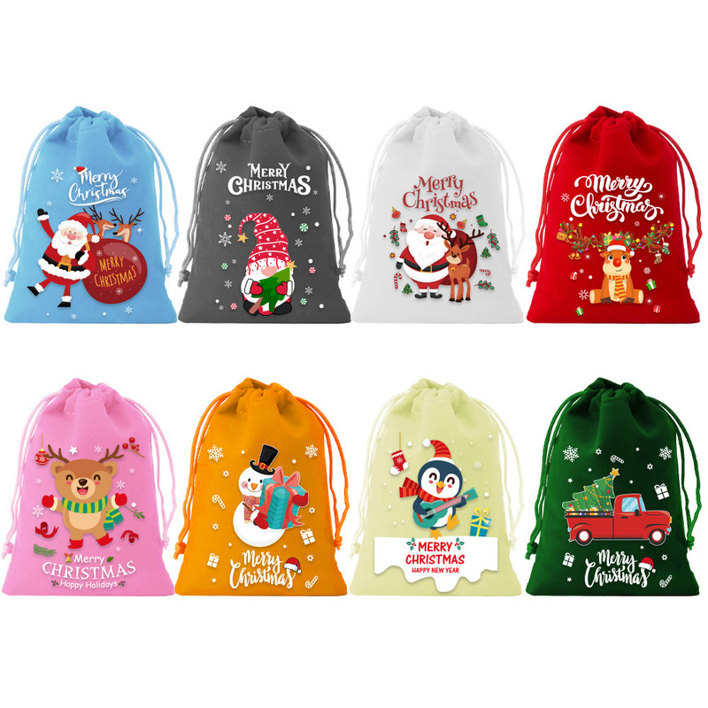 国境を越えた売れ筋の新しいクリスマスベルベットギフトバッグセットクリスマスキャンディー巾着ポケット包装収納袋|undefined