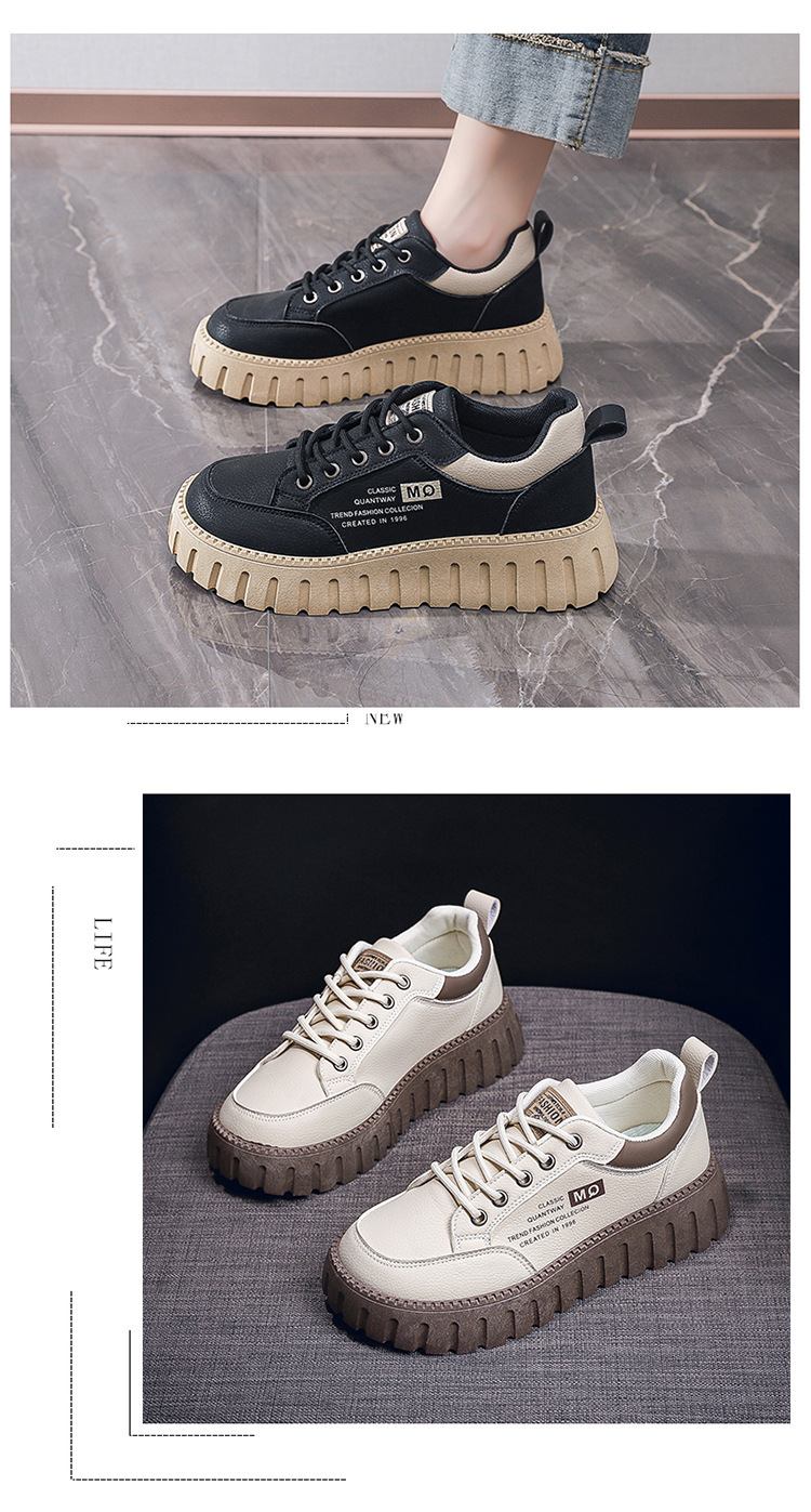 2026 Spring And Summer Women's New Breathable White Sneakers Versatile Thick-Soled Sports Casual Board Trendy Shoes_desvips.com