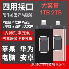 外贸跨境适用苹果typec安卓电脑四合一手机u盘金属推拉u盘1TB 2TB