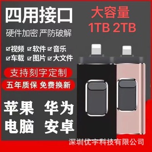 Foreign trade cross-border application Apple typec Android computer four-in-one mobile phone U disk metal push-pull U disk 1TB 2TB