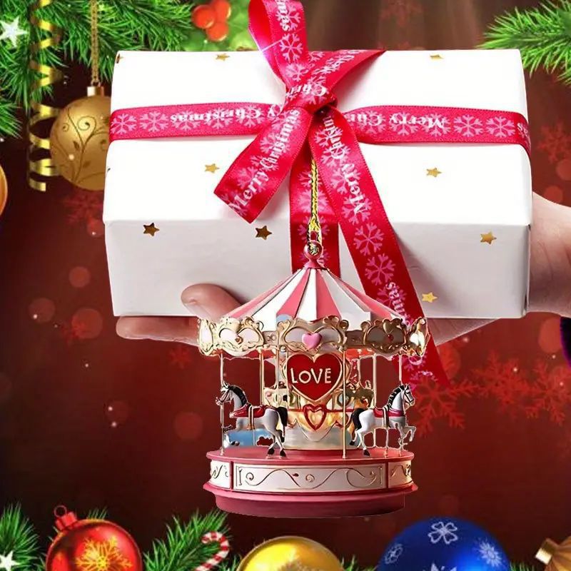 Transfronterizo nuevo acrílico carrossel decoración colgante espejo retrovisor colgante árbol de Navidad colgante decoración del hogar