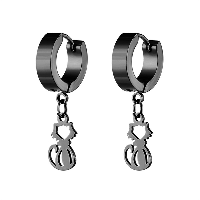 1 Piece Simple Style Cat Plating Stainless Steel Drop Earrings display picture 7