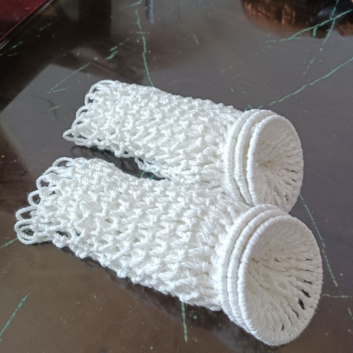 Encrypted white cotton mesh set of 6 pieces, free rope