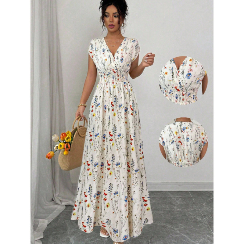 2026 New Style French V-Neck Waist-Cinching Long Dress, Elegant and Graceful Dress for European and American Cross-Border Amazon and Aliexpress 2026 New Style French V-Neck Waist-Cinching Long Dress, Elegant and Graceful Dress for European and American Cross-Border Amazon and Aliexpress