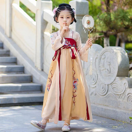 Girls folk dance dresses Hanfu Chinese wind of the girls princess fairy cosplay  skirt for the girl ancient folk dance costume