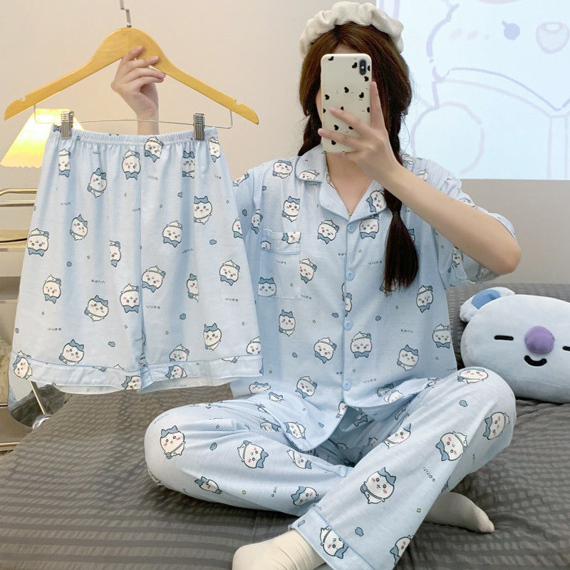 순면-샤오바 쓰리피스 슈트, 반팔+반바지+바지