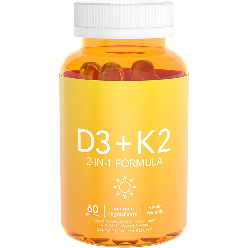 Pure Vitamin D3 + K2 soft candy Vegan Vitamin Gummy factory wholesale support O E M