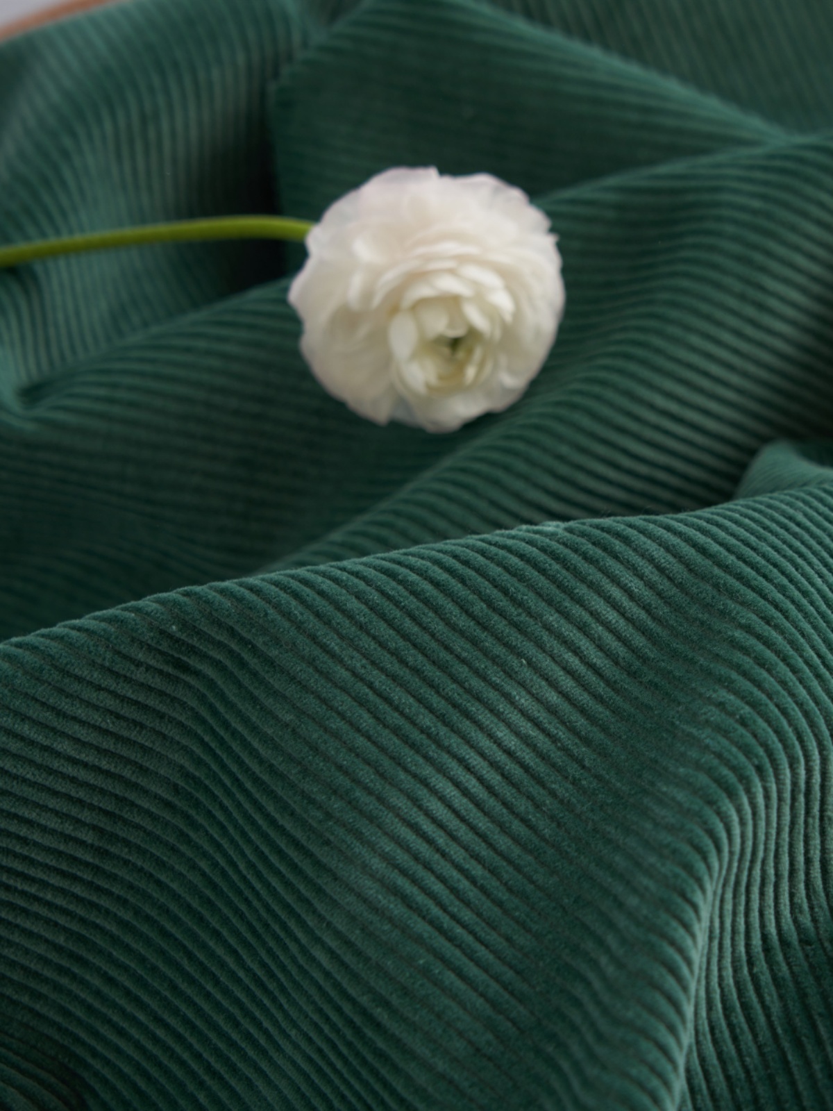 【罗勒绿】秋冬加厚砂洗绿色灯芯绒风衣外套裤子马甲服装面料