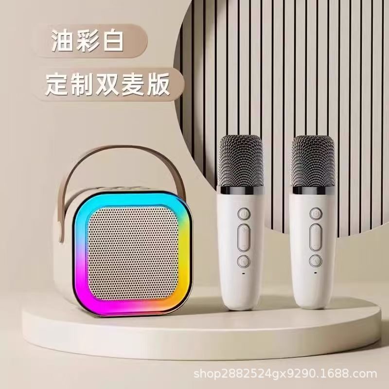 K12蓝牙K歌音箱带卡拉OK麦克风重低音家庭伴唱无线便携无线小音箱|undefined