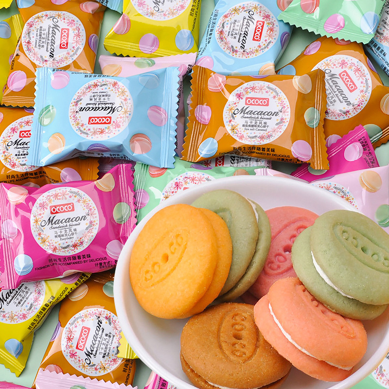 Whole Box Wholesale Casual Internet Celebrity Snacks Individually Packaged Company Store Front Desk Reception Macaron Sandwich Biscuits Whole Box Wholesale Casual Internet Celebrity Snacks Individually Packaged Company Store Front Desk Reception Macaron Sandwich Biscuits