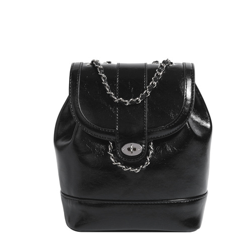 South Korean niche new mini Chanel-style chain backpack for women, Instagram blogger, student, oil-wax leather, dropshipping one piece