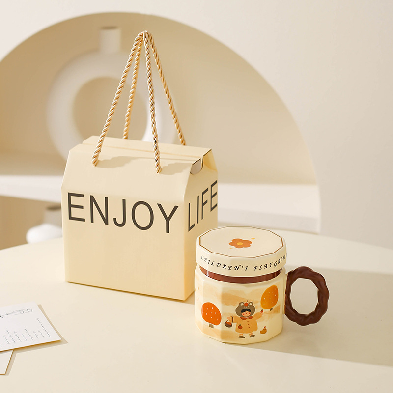 Vintage Girl Taza de cerámica regalo de mano pareja taza de agua taza de oficina de chicas taza de café