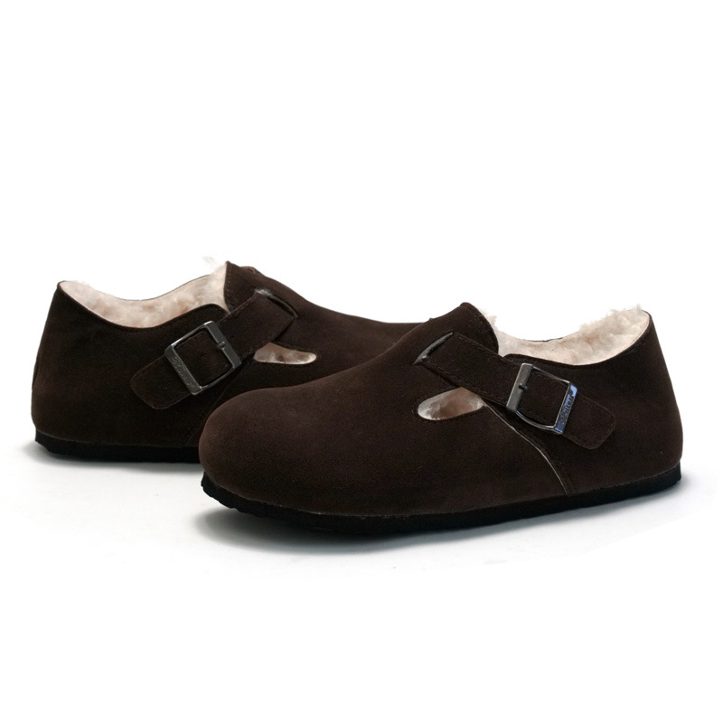 RUIZUSTOCK Herfst Winter Dames Katoen Verdikt Warm Heren Leren Gesloten Teen Kurk Schoenen Suède_voghion.com