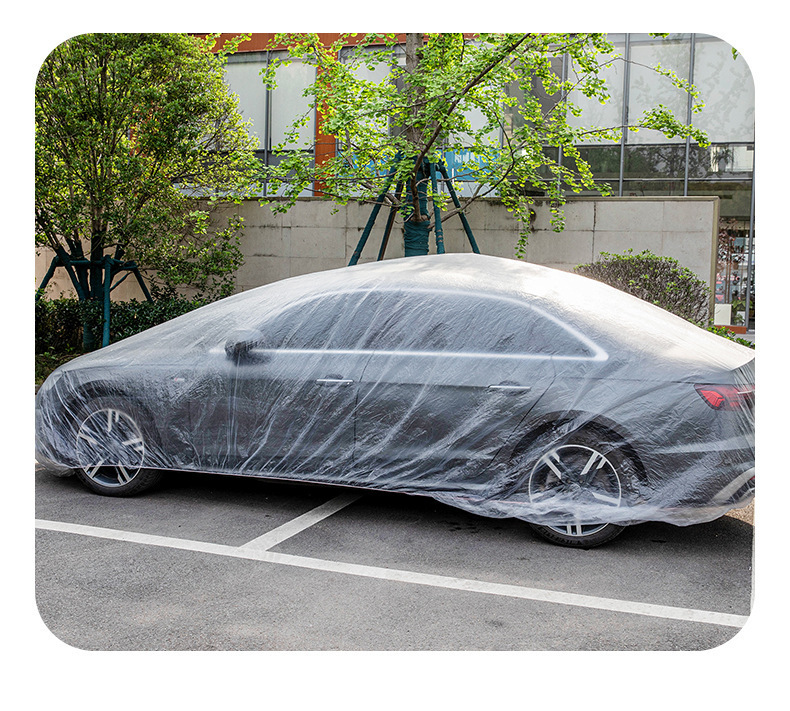Car Cover Disposable Pe Film Transparent Thickeneded Rain Cover Car Cover Dustproof Spray Paint Universal Dust Cover