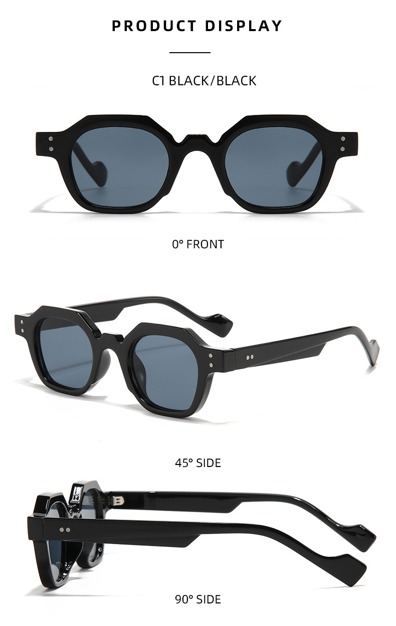 50g Weight Full Frame Glasses Structure Sunglasses Classification PC, UV400 Protection Lens Material Polygon Glasses Style Travel, Street Occasion Solid Color Pattern Unisex Gender Simple Style, Streetwear Style Grey, Black Color Simple Style Streetwear Solid Color PC UV400 Protection Polygon Full Frame Men's Sunglasses 5